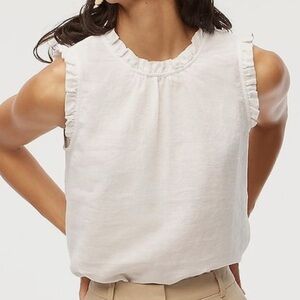 Jcrew factory linen blend ruffle neck top size XS